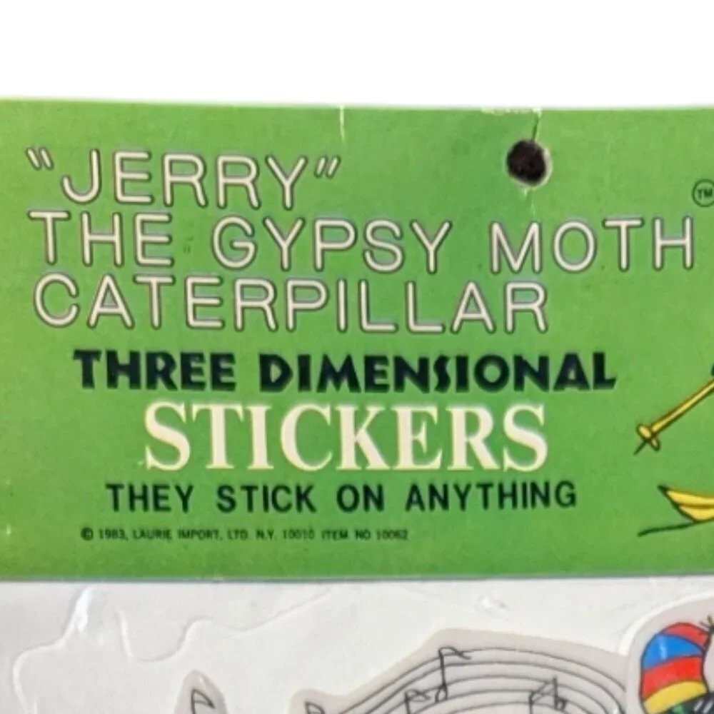 Vintage Jerry The Gypsy Moth Caterpillar Puffy Stickers 3‎ Dimensional Ephemera
